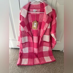Original USA Pink Plaid Coatigan